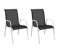 ""SALE 2026"" Chaise de jardin Noir - Chaises empilables de jardin lot de 2 Acier et textilène Noir PRO159761721