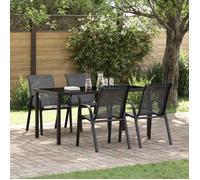 ""SALE 2026"" Chaise de jardin Noir - Chaises empilables de jardin lot de 4 Noir Tissu textilène PRO434386580