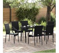 ""SALE 2026"" Chaise de jardin Noir - Chaises empilables d'extérieur lot de 6 Résine tressée Noir PRO438241120