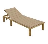 ""SALE 2026"" Chaise longue terrasse Beige - Chaise longue avec coussin beige Bois de pin imprégné PRO620436705