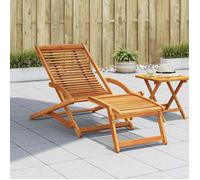 ""SALE 2026"" Chaise longue terrasse Brun - Chaise de terrasse avec repose-pied Bois d'acacia solide PRO995723904