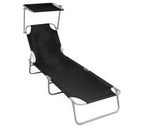 ""SALE 2026"" Chaise longue terrasse Noir - Chaise longue pliable avec auvent Noir Aluminium PRO817456613