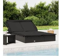 ""SALE 2026"" Chaise longue terrasse Noir - Transat 2 places avec toit pliable noir 213x118x97cm PRO681258823
