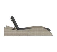 ""Sale 2026"" Chaise longue/Transat - BURKE - 1 PLACE - avec coussin - gris clair 60x205x73 cm poly rotin Cc990
