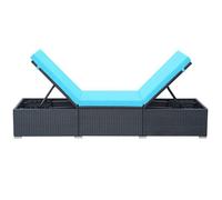 ""Sale 2026"" Chaise longue/Transat - BURKE - 1 PLACE - avec coussin - Résine tressée Noir Cc1156