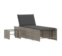 ""Sale 2026"" Chaises longues/Bains de soleil - BURKE - 2 pièces - avec table en résine tressée grise Cc316