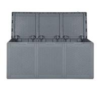 ""Sale 2026"" Coffre de rangement de jardin - BURKE - grande espace - gris PP rotin 270 L CC93