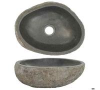 ""SALE 2026"" Évier/lavabo pour cuisine/salle de bain Anthracite - Lavabo en pierre de rivière ovale (29-38)x(24-31)cm PRO157684874