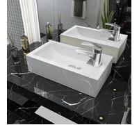 ""SALE 2026"" Évier/lavabo pour cuisine/salle de bain Blanc - Vasque + trou de robinet Céramique Blanc 46x25,5x12cm PRO487707088