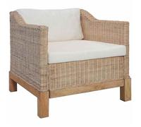 ""SALE 2026"" Fauteuil Chaise de relaxation Brun - Fauteuil avec coussins Rotin naturel PRO966709325