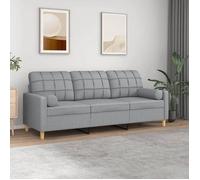 ""SALE 2026"" Fauteuil/Chaise-Sofa Gris - Canapé 3 places avec oreillers gris clair 180cm tissu PRO728693723