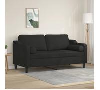 ""SALE 2026"" Fauteuil/Chaise-Sofa Noir - Canapé 2 places avec oreillers décoratifs noir 140cm tissu PRO393885539