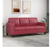 ""SALE 2026"" Fauteuil/Chaise-Sofa Rouge - Canapé à 3 places Rouge bordeaux 180cm Similicuir PRO968544476