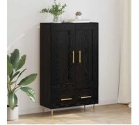 ""SALE 2026""Haut Armoire Chêne - moderne-design - bois d'ingénierie - noir - sur pieds - avec 2 portes - pour salon - 69,5x31x115 cm