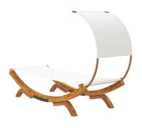 ""Sale 2026"" Lit de repos de jardin - BURKE - Lit d'extérieur - avec auvent 100x200x126 cm Bois courbé massif Crème Cc1336