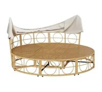 ""Sale 2026"" Lit de repos de jardin - BURKE - Lit d'extérieur - avec auvent et coussins - résine tressée Cc1352