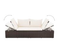 ""Sale 2026"" Lit de repos de jardin - BURKE - Lit d'extérieur - Marron 195x60 cm Résine tressée Cc1358