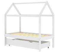 ""SALE 2026""Lit Jeune tout-petit Blanc - Cadre de lit d'enfant - Structure Maison Cabane pour Fille/Garçon - avec un tiroir Blanc Pin