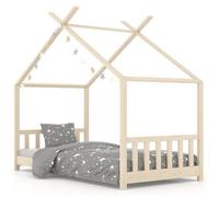 ""SALE 2026""Lit Jeune tout-petit Brun - Cadre de lit d'enfant - Structure Maison Cabane pour Fille/Garçon - Bois de pin massif 70x140