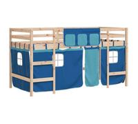 ""SALE 2026""Lit mezzanine enfants et jeunes - Lit haut - avec rideaux - 205,5x85,5x113,5cm bleu 80x200cm,25.65 Kg 815236