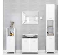""SALE 2026"" Meuble de lavabo de salle de bain Blanc - Ensemble de meubles salle de bain 4 pcs blanc - Bois d’ingénierie PRO99795483
