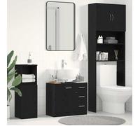 ""SALE 2026"" Meuble de lavabo de salle de bain Noir - Armoire d'évier chêne noir 63x30x54cm - bois d'ingénierie PRO598883247