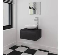 ""SALE 2026"" Meuble de lavabo de salle de bain Noir - Meuble de salle de bain 4 pcs avec lavabo et robinet Noir PRO980542689