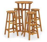""SALE 2026""Meuble d'Extérieur - Table et 4 Chaises, Brun - Ensemble de bar de jardin 5 pcs bois d'acacia solide 24.6 Kg 322577