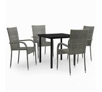 ""SALE 2026""Meuble d'Extérieur - Table et 4 Chaises, Gris - Ensemble à manger de jardin 5 pcs Gris et noir 32.54 Kg 600755