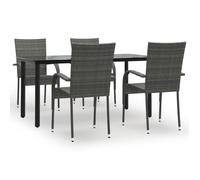 ""SALE 2026""Meuble d'Extérieur - Table et 4 Chaises, Gris - Ensemble à manger de jardin 5 pcs Gris Résine tressée 39.55 Kg 237344