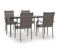 ""SALE 2026""Meuble d'Extérieur - Table et 4 Chaises, Gris - Ensemble à manger de jardin 5 pcs Gris Résine tressée 39.3 Kg 563599