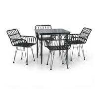 ""SALE 2026""Meuble d'Extérieur - Table et 4 Chaises, Noir - Ensemble à manger de jardin 5 pcs Noir Résine tressée 36.7 Kg 454245