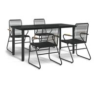 ""SALE 2026""Meuble d'Extérieur - Table et 4 Chaises, Noir - Ensemble à manger de jardin 5 pcs Noir Rotin PVC 43.52 Kg 880360