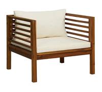 ""SALE 2026""Meuble terrasse, balcon Blanc - Chaise de jardin avec coussins blanc crème Bois d'acacia massif - 73x69x62,5cm 14 Kg 9997