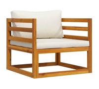 ""SALE 2026""Meuble terrasse, balcon Crème - Chaise de jardin avec coussins crème Bois d'acacia massif - 72x72x60cm 12.2 Kg 551062