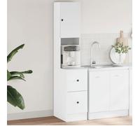 ""SALE 2026"" Placard suisine Blanc - Armoire de cuisine blanc 35x50x180cm - bois d'ingénierie PRO401919233