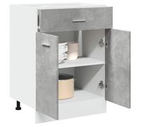 ""SALE 2026"" Placard suisine Gris - Armoire/Cabinet à tiroirs ""Lyon"" Gris béton 60x46x81,5cm - bois d'ingénierie PRO811806075