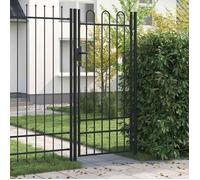 ""SALE 2026""Portail de clôture BOXTEL à porte simple avec arc en haut, 1x2 m - moderne-design - acier - noir - 100x250 cm 390yed18z27