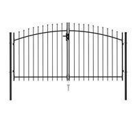 ""SALE 2026""portail de clôture/porte d'entrée pratique Noir - Portillon double porte avec dessus à pointe Acier 3x1,5 m Noir 24.36 Kg