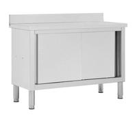 ""SALE 2026"" Résistant et robuste - Table de travail avec portes coulissantes 120x50x(95-97)cm Inox PRO804019479