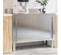 ""SALE 2026"" Résistant et robuste - Table de travail de cuisine avec portes coulissantes inox PRO209435882