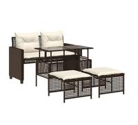 ""SALE 2026""Salon de jardin - Pour Salon Balcon - avec coussins 4 pcs marron - Résine tressée verre,122x57x79cm 29.2 Kg 3839704
