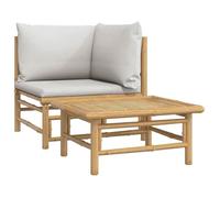""SALE 2026""Salon de jardin - Pour Salon Balcon - Lot de 2 - avec coussins gris clair bambou,65x55x30cm 15.6 Kg 2064410