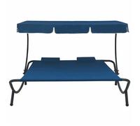 ""SALE 2026""Salon de jardin relaxant Bleu - Lit de repos d'extérieur avec auvent et oreillers bleu,200x180x135cm 18.84 Kg 637856