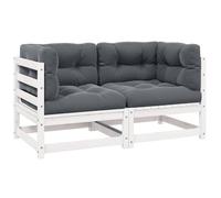 ""SALE 2026"" Siège DE JARDIN Blanc - Canapé 2 places de jardin et coussins Blanc Bois de pin massif PRO772219880