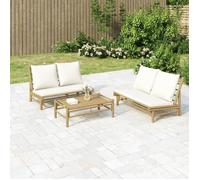 ""SALE 2026"" Siège DE JARDIN Crème - Salon de jardin 2 pcs avec coussins blanc crème bambou PRO715938557