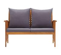""SALE 2026""Siège d'extérieur 2 places design élégant Gris - Banc de jardin avec coussins 119cm Bois solide d'acacia 15.5 Kg 607980