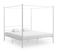 ""SALE 2026"" Stable Structure de lit double Blanc - Cadre de lit à baldaquin sans matelas blanc métal 180x2004331