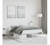 ""SALE 2026"" Stable Structure de lit double Blanc - Cadre de lit métal sans matelas blanc 140x200cm PRO475304019