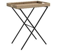 ""SALE 2026""Table à thé pour extérieur/Console de jardin - WINWIN - Table à plateau pliable beige 65x40x75cm - Résine tressée 4.5 Kg